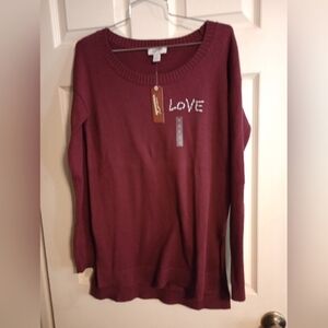 Arizona Jean Co. Burgundy Love Sweater Size Small